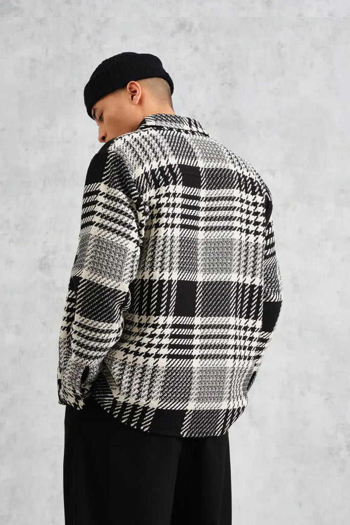 Whiting Overshirt Lake Black / Ecru for Mens Wax London