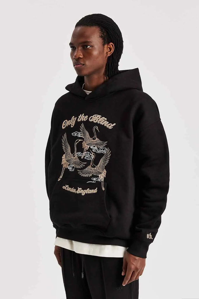 Crane Embroidered Hoodie Only the Blind