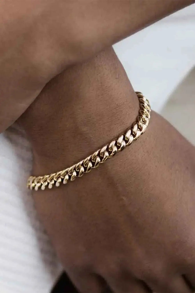 Gold 6Mm Miami Cuban Bracelet 7.5 Inch for Unisex Gold Gods