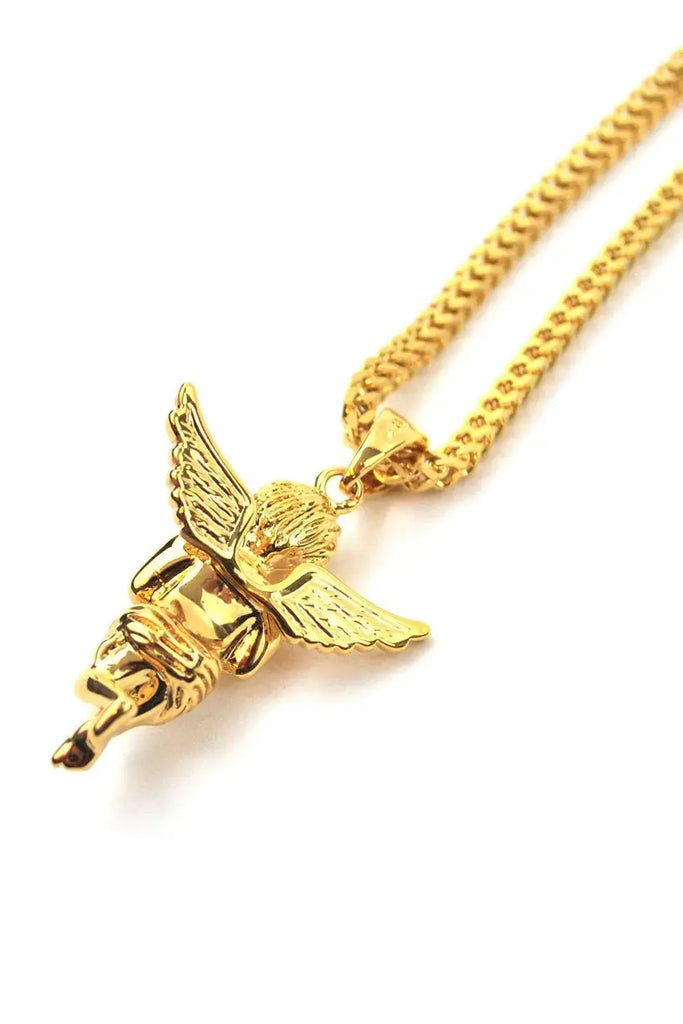 Gold Micro Angel Piece With 22 Inch Franco Chain Gold Gods