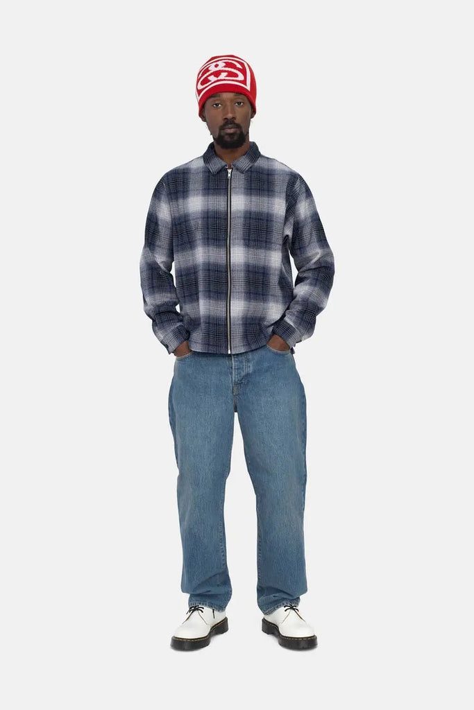 stussy jack shadow plaid zip shirt gorilla.family