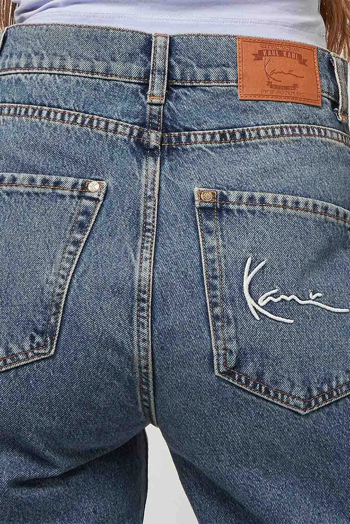 Small Sign Straight Leg Fit Asymmetric Jeans Karl Kani