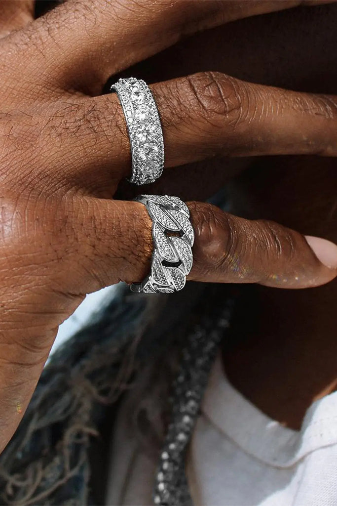 White Gold Diamond Cuban Ring Size 8 Gold Gods